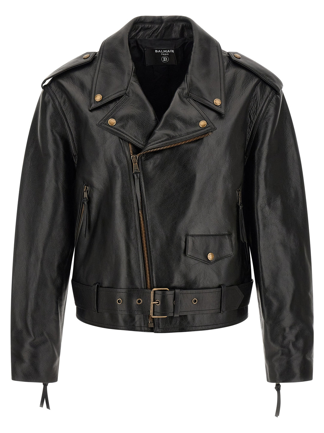 Balmain Biker Jacket Puffer Jackets - Black | 41bdad9573cea5a383acdfce9340d4dd100e0832