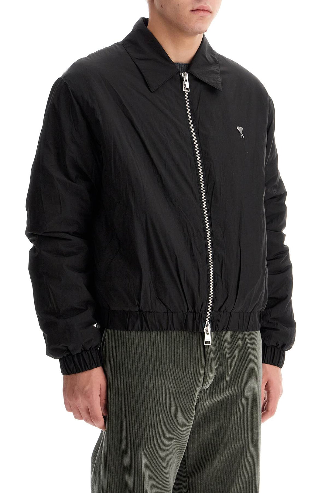 Crumpled Canvas Bomber Jacket