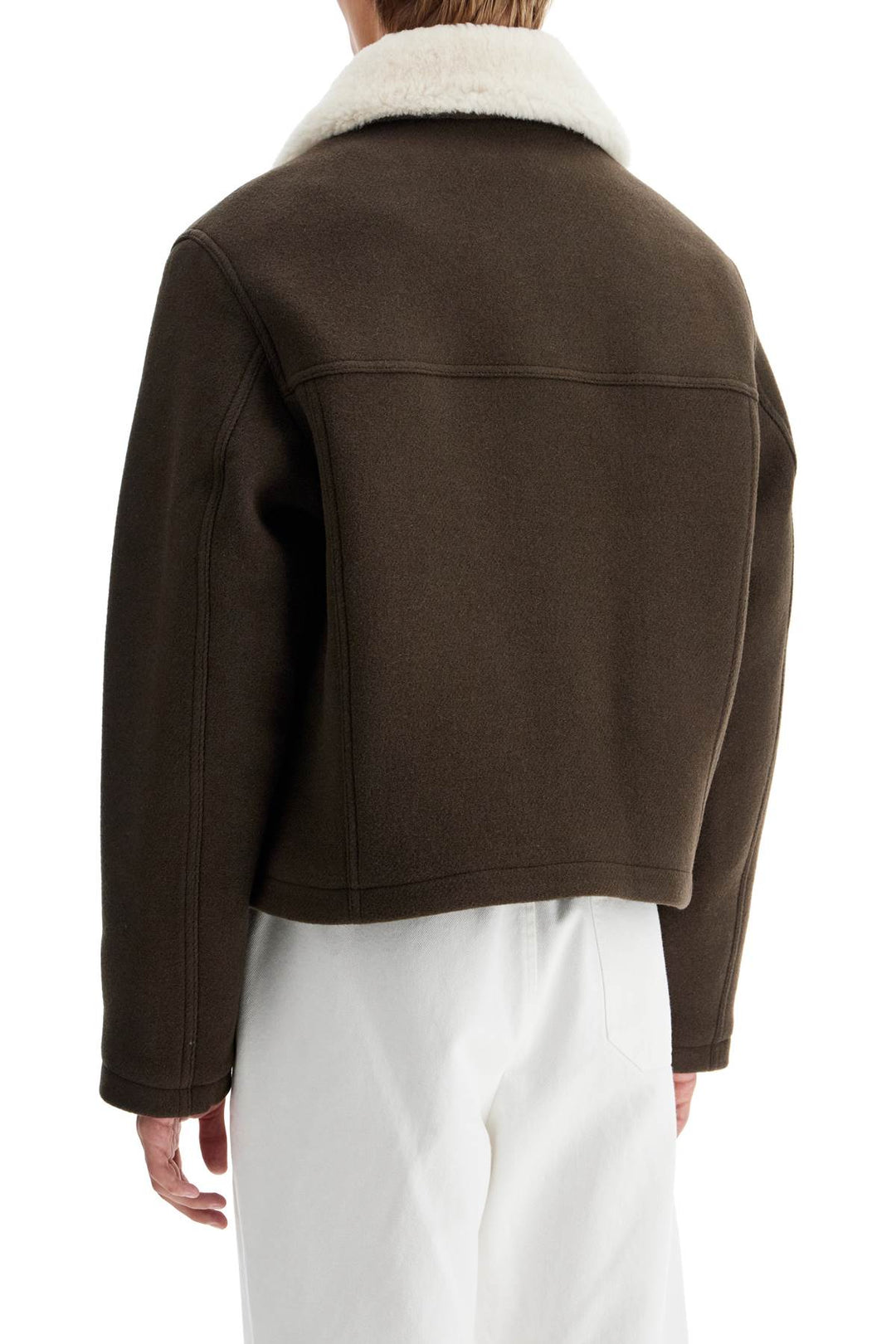 Boxy Shearling Jacket With Collar