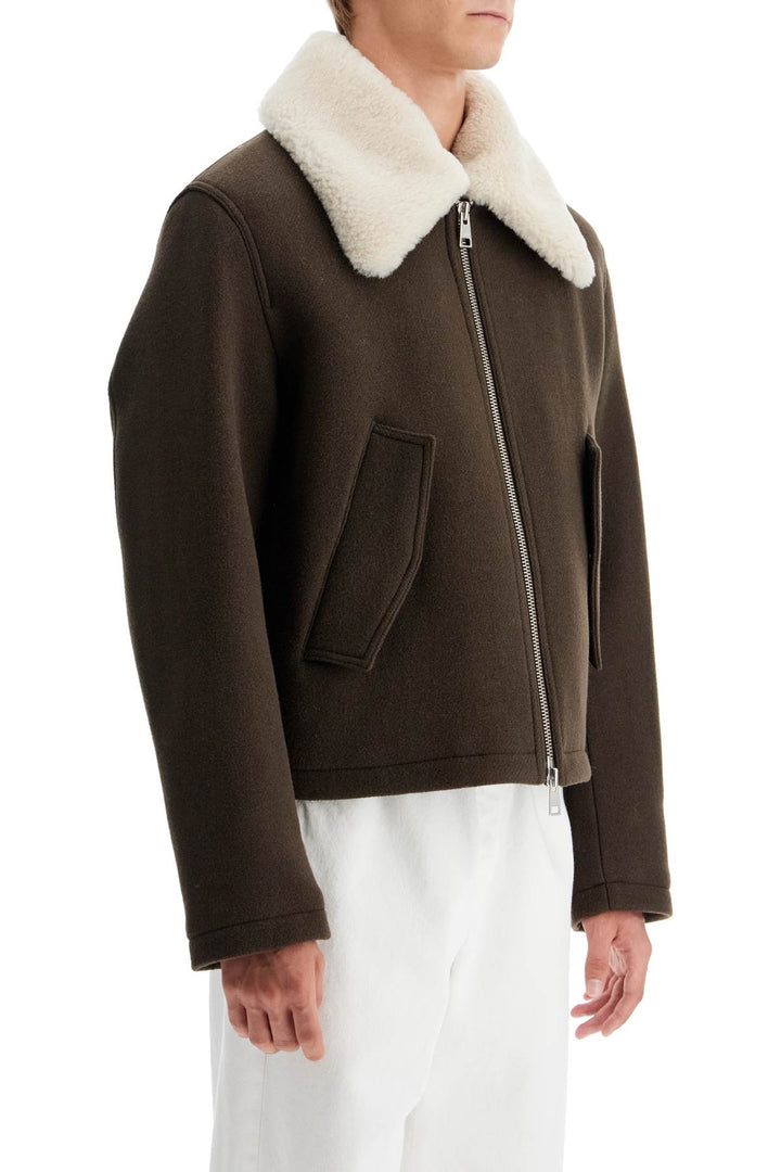 Boxy Shearling Jacket With Collar