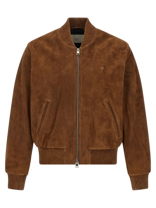 Suede Bomber Jacket Puffer Jackets Brown
