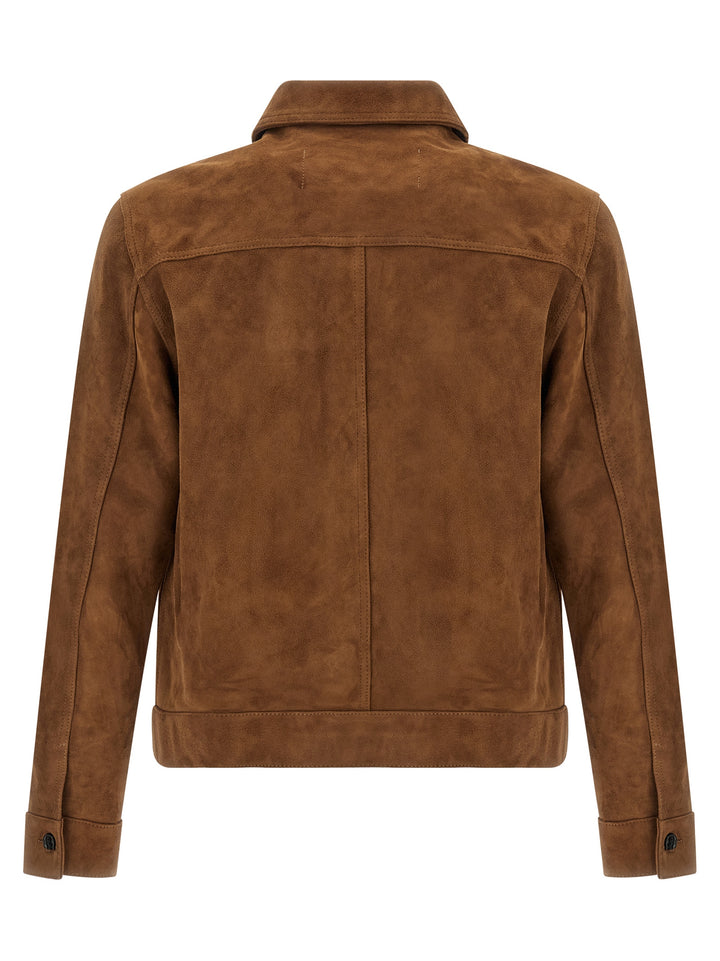 Ami Paris Suede Jacket Puffer Jackets - Brown | f0c253246dba44ba33e61ddf4c84a23ee1bd1c7e