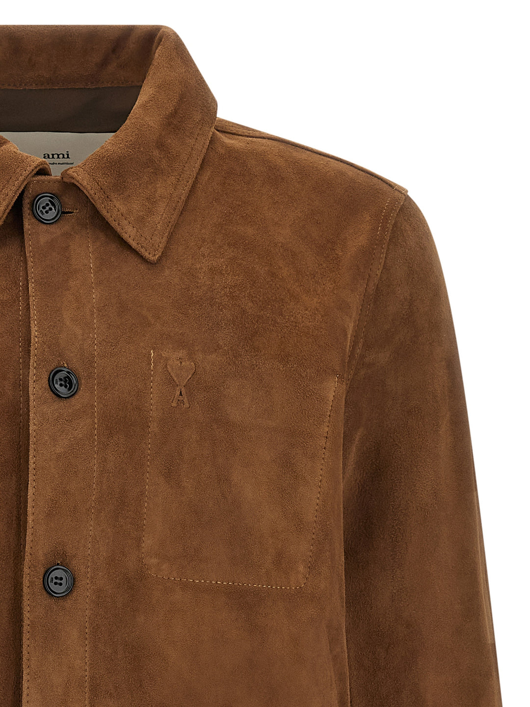 Ami Paris Suede Jacket Puffer Jackets - Brown | c70d737e7db07a1d718938a8da02d4c36b96a998