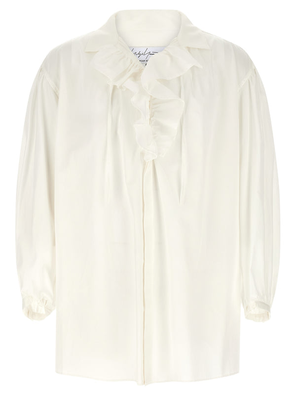 Frilled Gather Shirt And Blouse White
