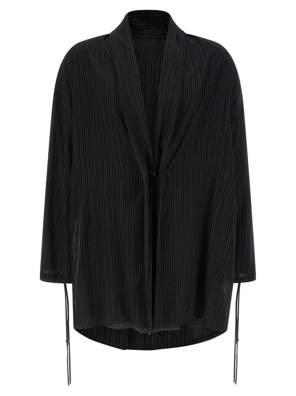 Thin Stripe Puffer Jackets Black