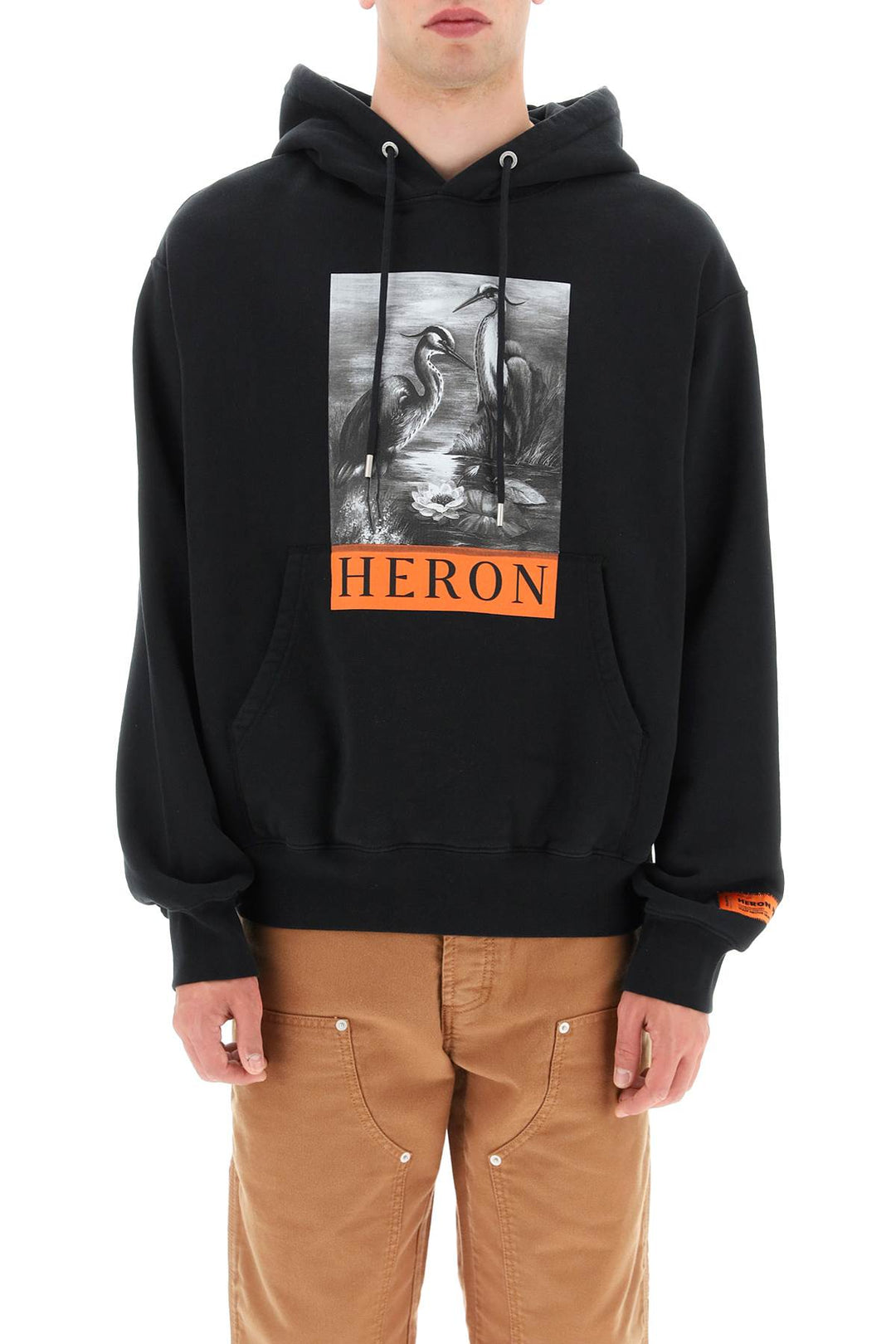 B/W Herons Print Hoodie