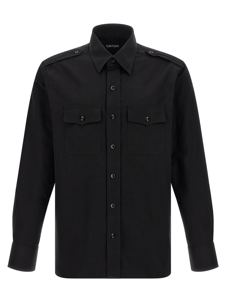 Tom Ford Military Shirt and Blouse - Black | e63dbe381dce4fb7ce96e7f49fd35d0fdcd1fac0