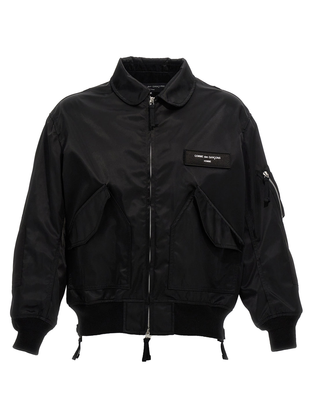 Logo Patch Bomber Jacket Casual Jackets, Parka Black