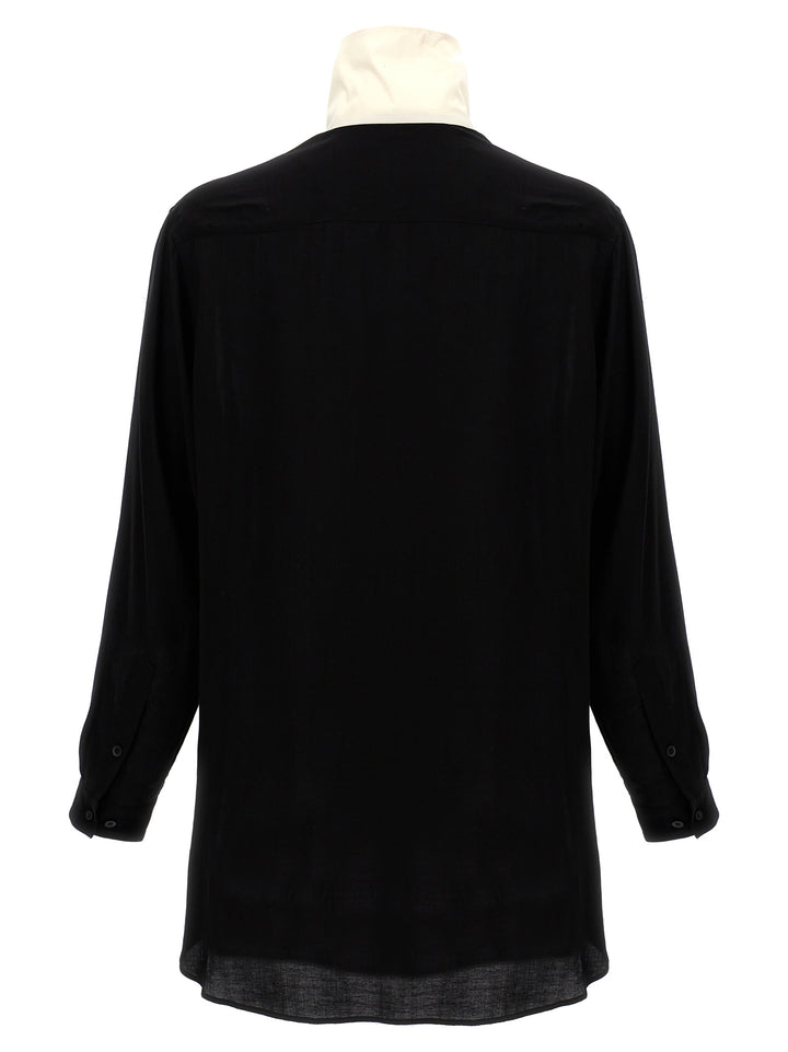 U-Stand Collar Shirt, Blouse White/Black