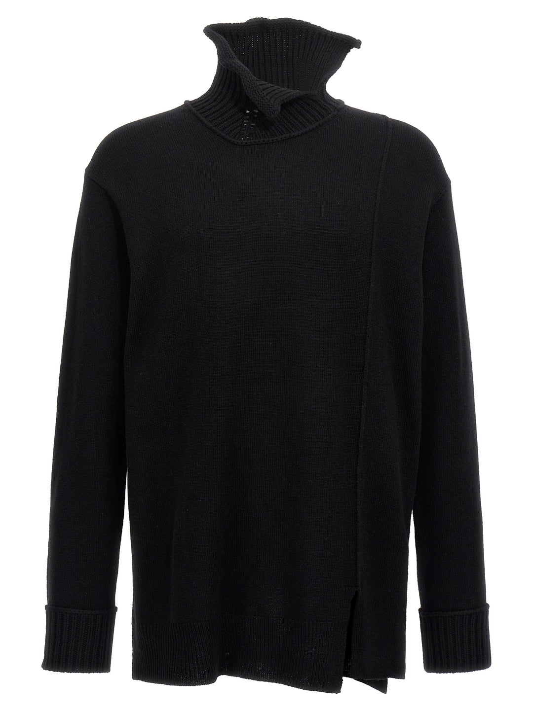 Designed Neck Turtle Sweater, Cardigans Black