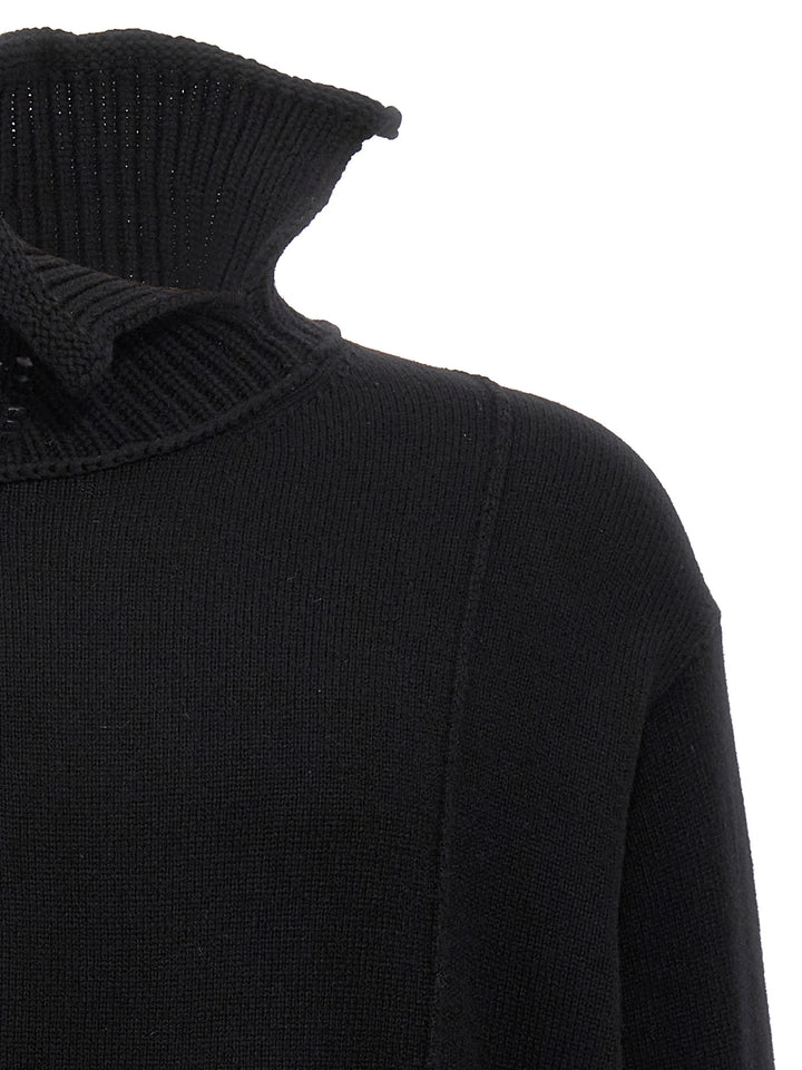 Designed Neck Turtle Sweater, Cardigans Black