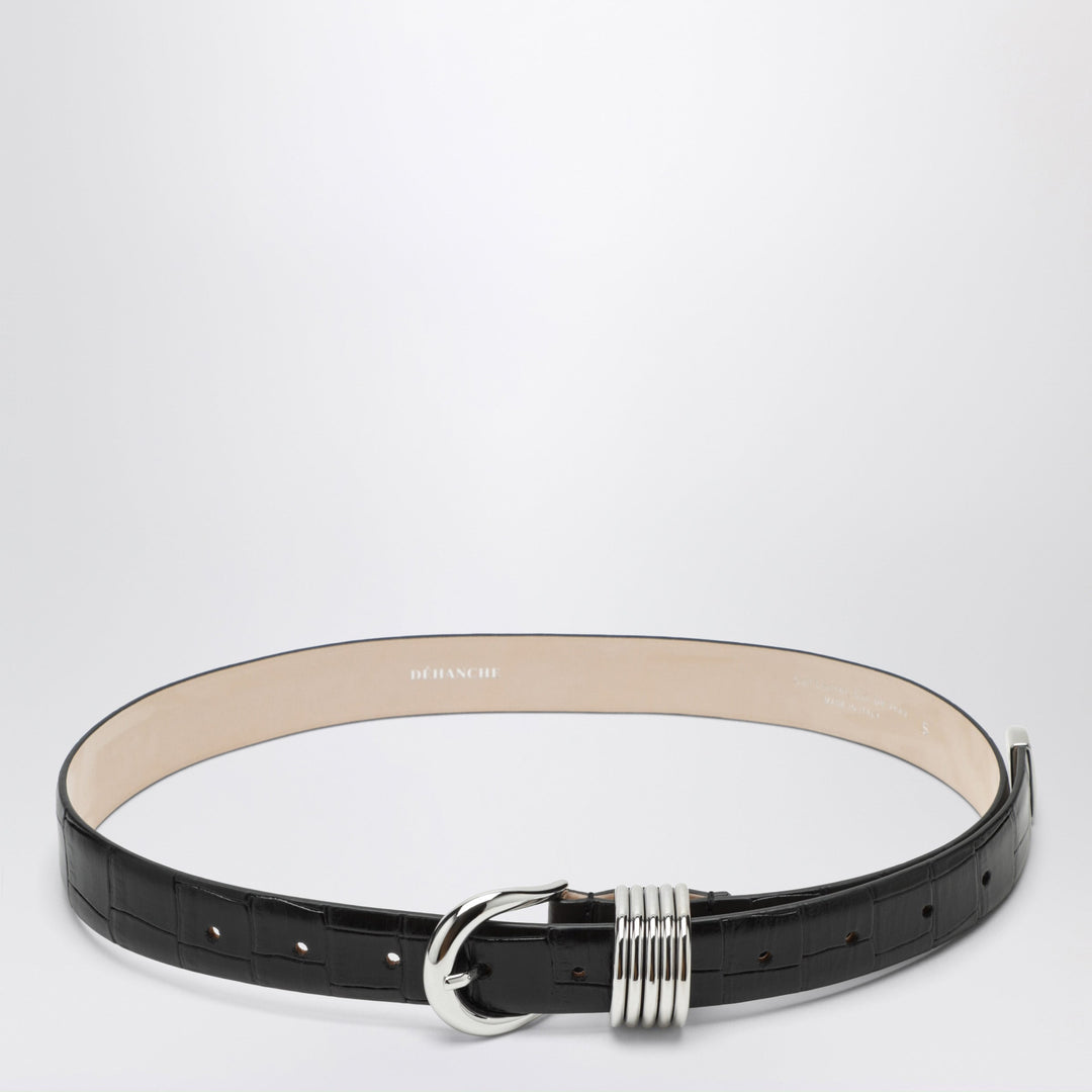 DéHanche Hollyhock Belt Black/Silver In Leather