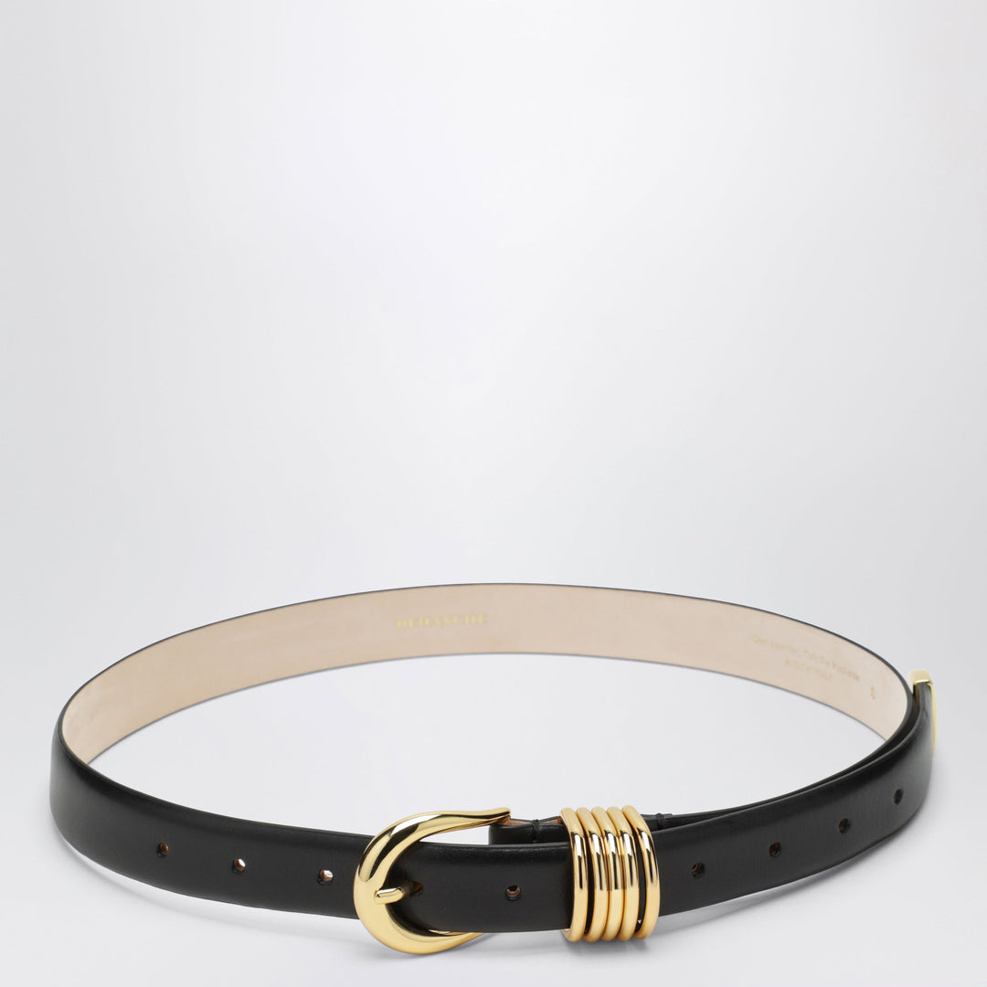 DéHanche Hollyhock Belt Black/Gold In Leather