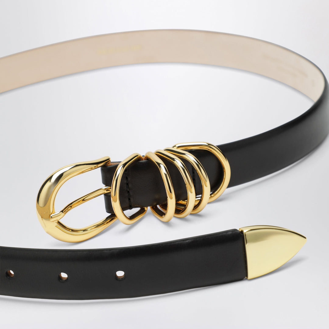 DéHanche Hollyhock Belt Black/Gold In Leather