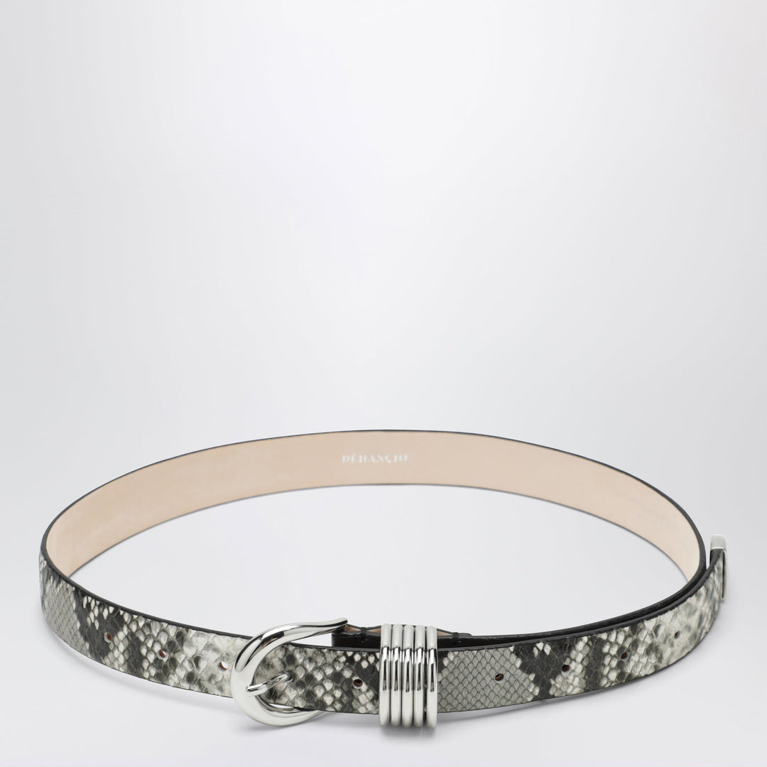 DéHanche Hollyhock Belt In Python And Crocodile-Effect Leather