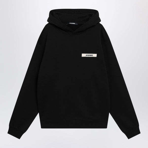 Black Hoodie With Grosgrain Logo