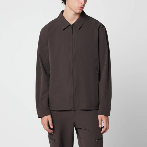 Slate Brown Shirt Jacket In Nylon Blend
