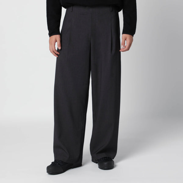Dark Grey Pleated Trousers In Viscose Blend