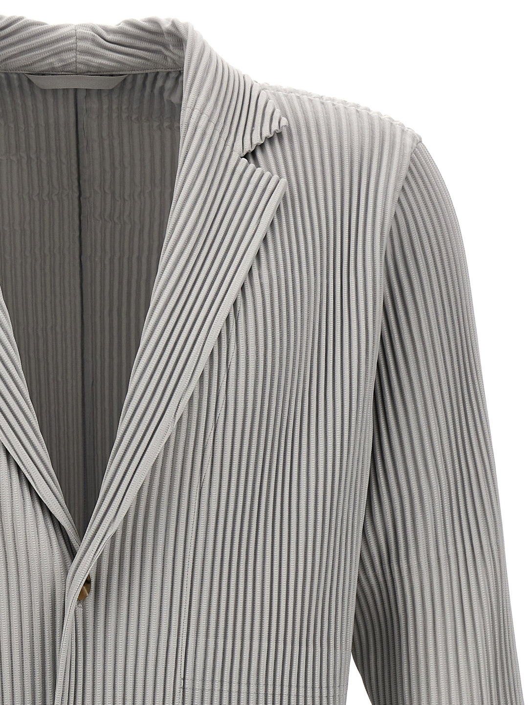Homme Plisse' Issey Miyake Single-Breasted Pleated Blazer - Gray | 3fe856a85739e967e30e1e87fa8d37b8f3fbff35