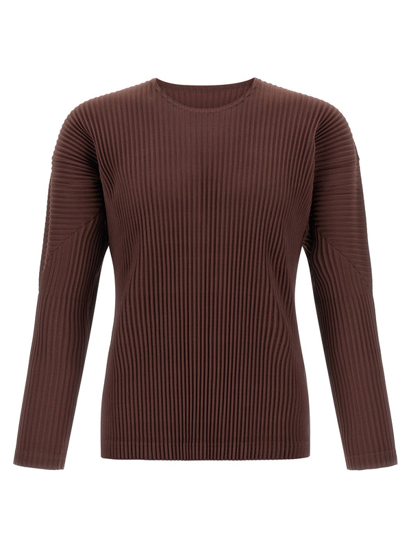 Color Pleats T-Shirt Brown