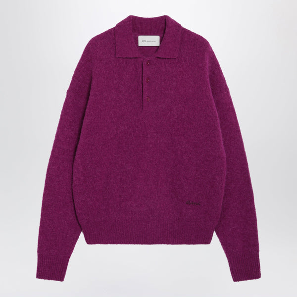 Fuchsia Polo Shirt In Wool And Alpaca