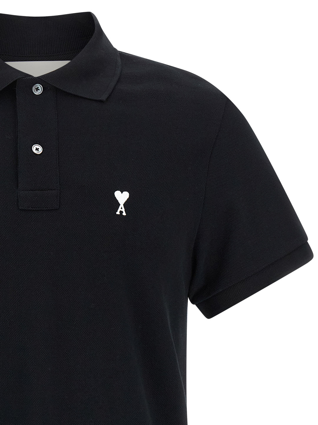 Ami Paris Ami De Coeur Polo - Black | 3a883cf40c4c73ea0211cdd1dfbe863331da459a