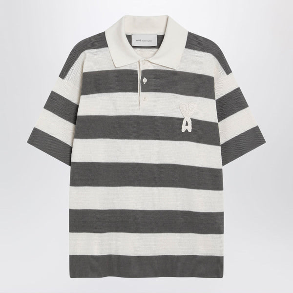 Ami De Coeur Striped Cotton Knit Polo Shirt