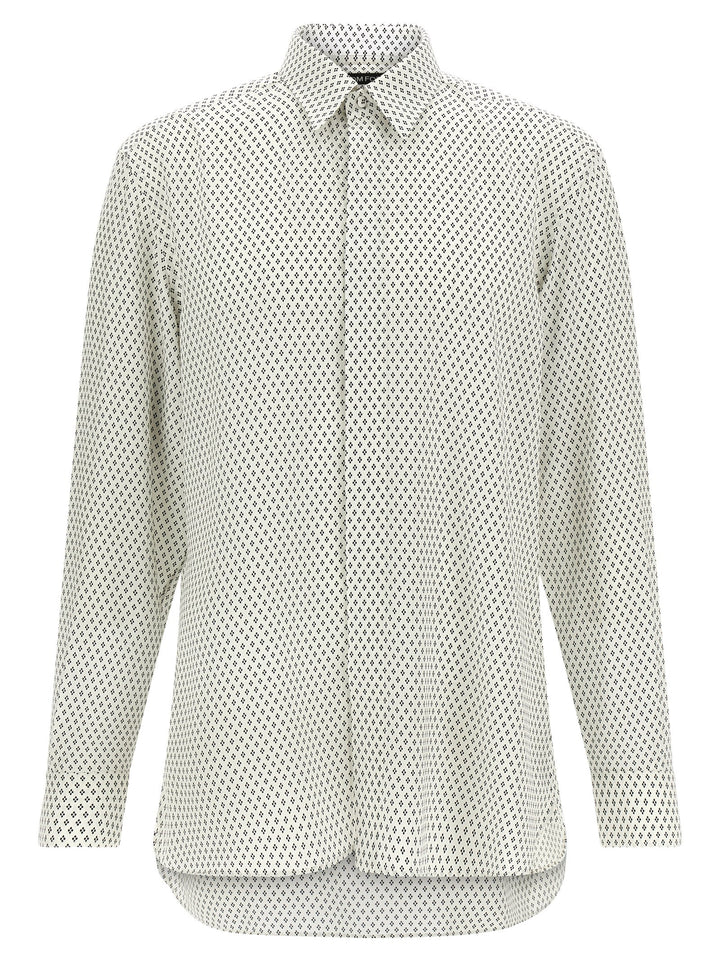 Tom Ford Micro-Print Shirt Shirt and Blouse - White/Black | 1ff38066f29f3ebde6bb1c50f45222e2a1a51f7a