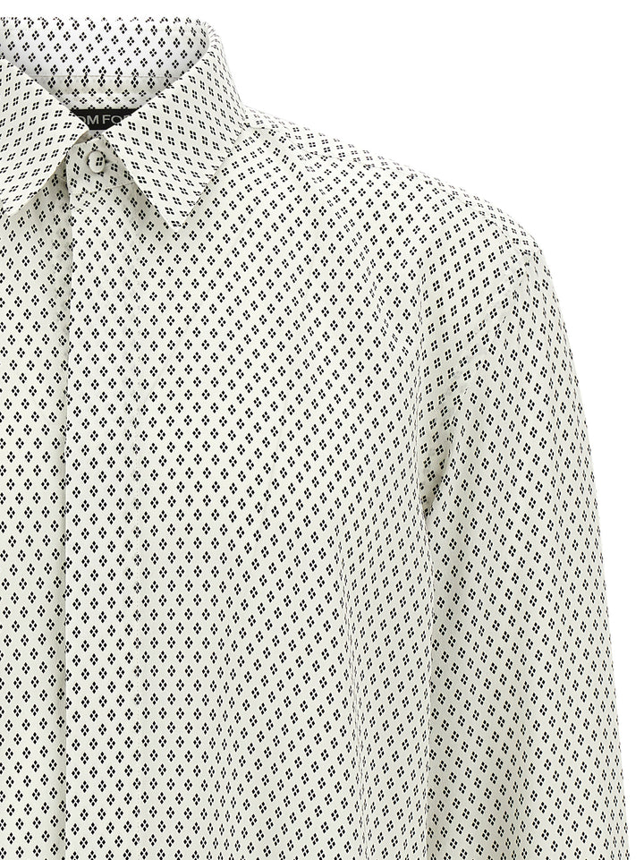 Tom Ford Micro-Print Shirt Shirt and Blouse - White/Black | 1ab1a95167401aabc43157ad5e4cf5b792ee733c