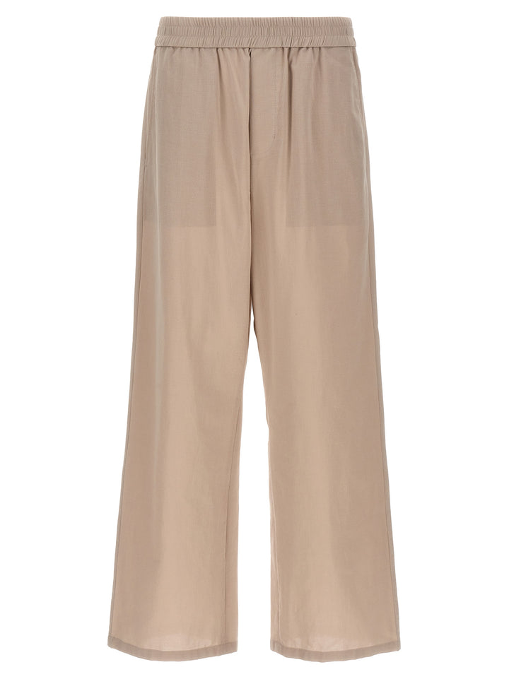 Logo Plaque Trousers Pants Beige