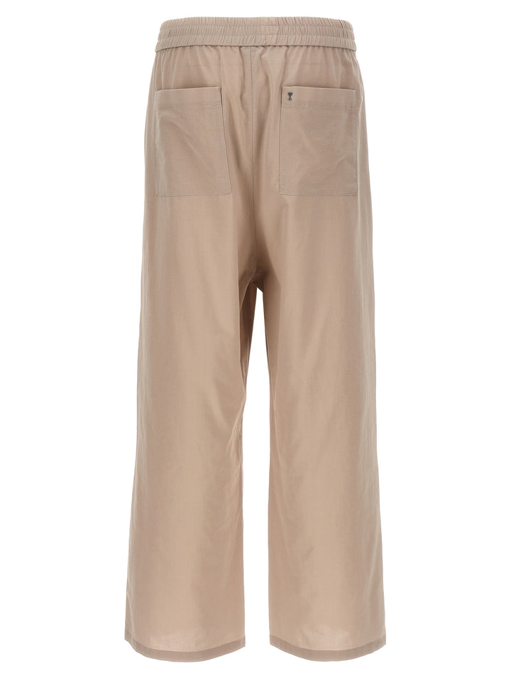 Logo Plaque Trousers Pants Beige