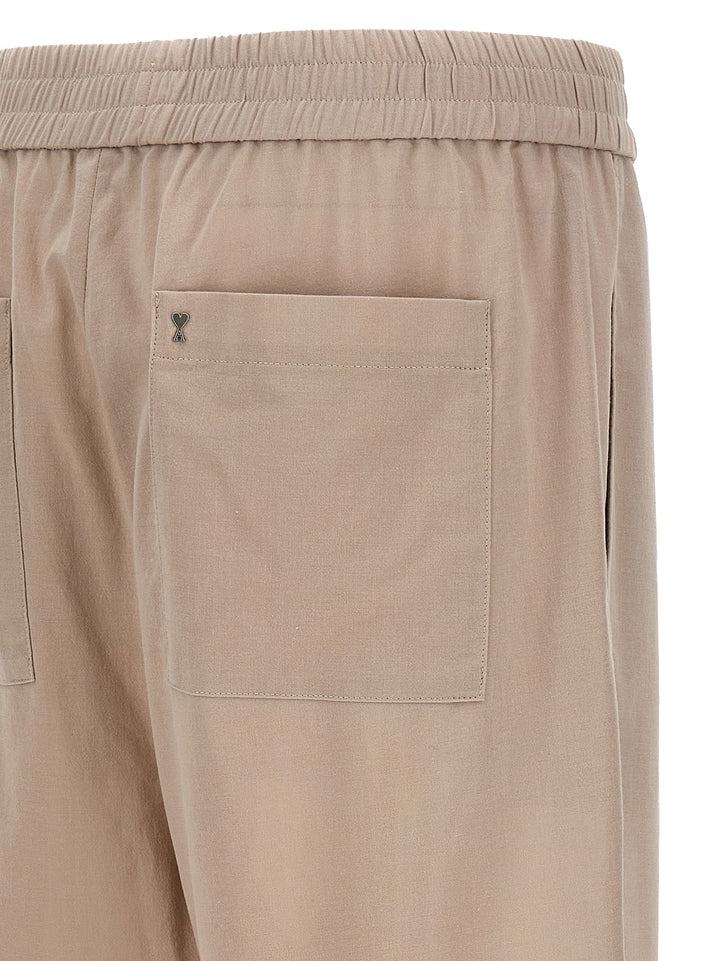 Logo Plaque Trousers Pants Beige