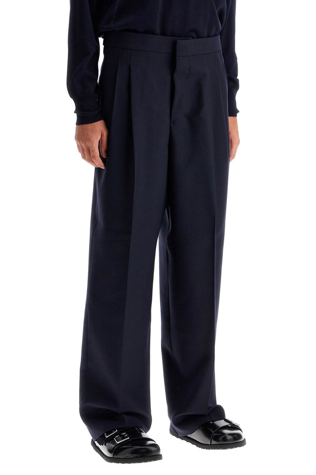 Large Fit Wool Gabardine Trousers