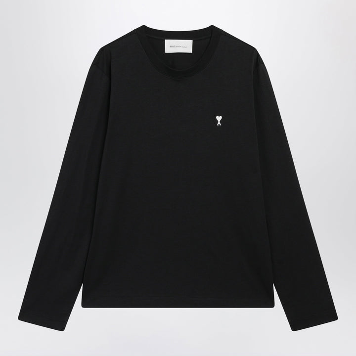 Ami Paris Black Long-Sleeved Cotton T-Shirt