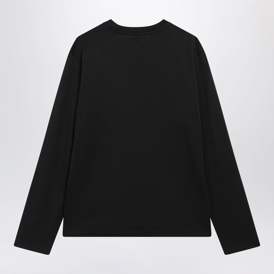 Ami Paris Black Long-Sleeved Cotton T-Shirt