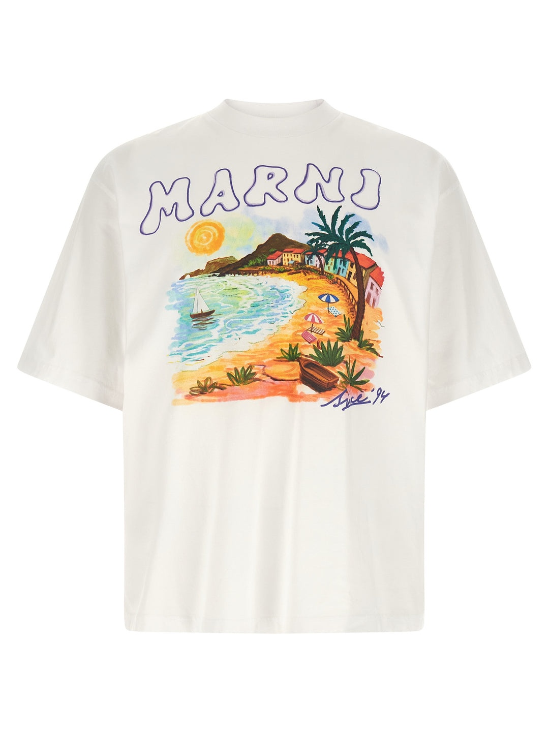 Marni Marni Beach Since T-shirt - White | a43d3a846e6fde3d7aebd0253637c455e943fda9
