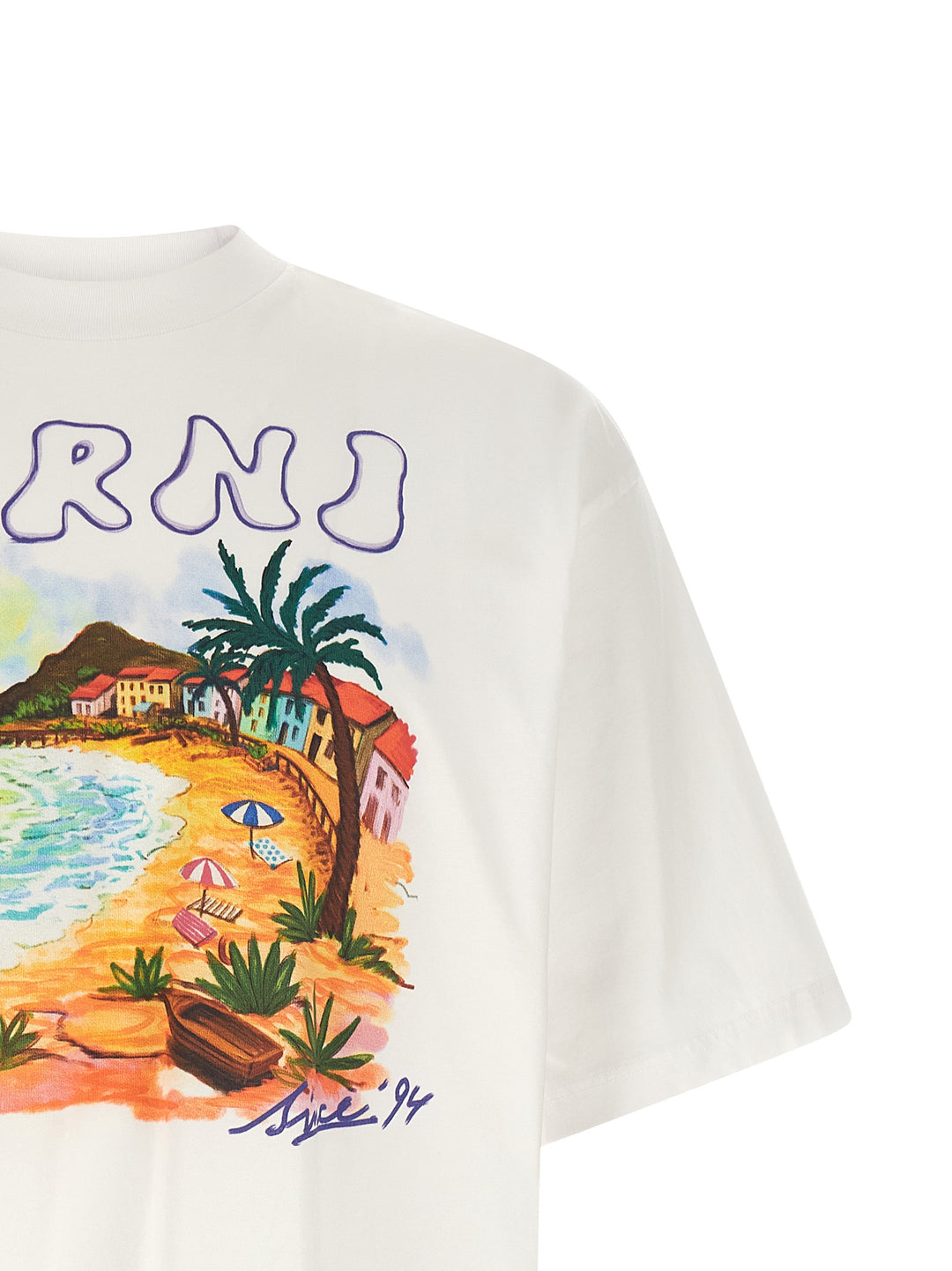 Marni Marni Beach Since T-shirt - White | 101486e15c0cdb81fbaa6b6a623b35870325cd46