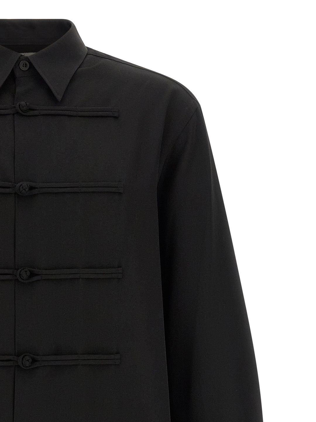 Yohji Yamamoto China Button Shirt and Blouse - Black | b9e3359cad055bcaddf6db1f9d3a2d1b6cb9374c