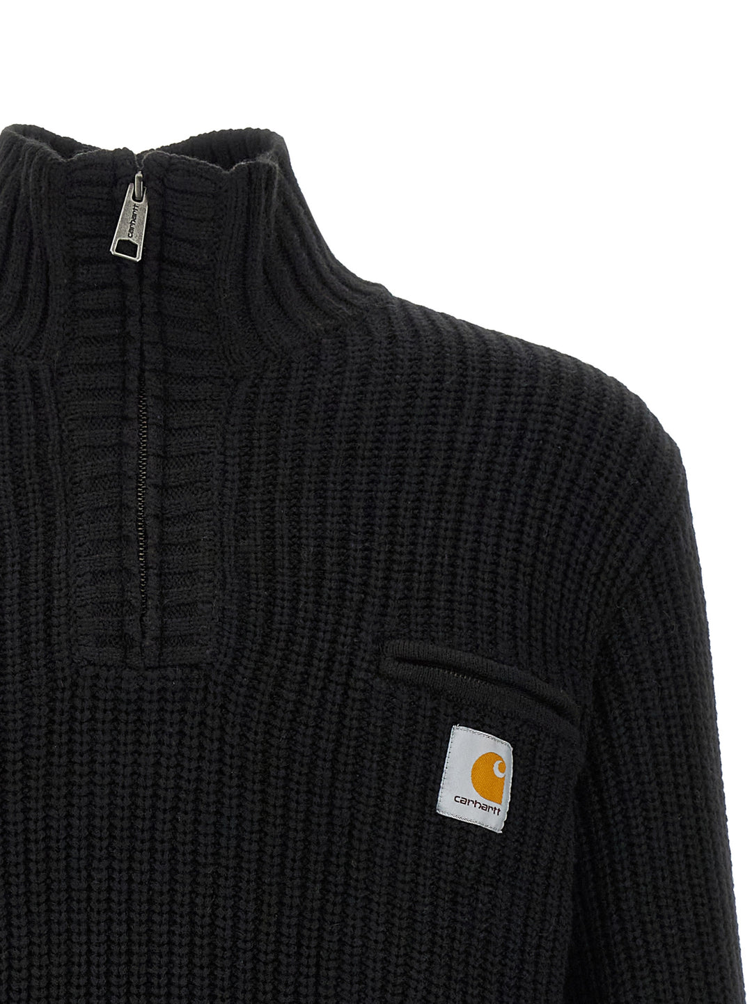 Carhartt Wip Detroit Half Zip Sweaters and Cardigans - Black | 69ebbfc1881008284c78efa26d9063845958b0fa