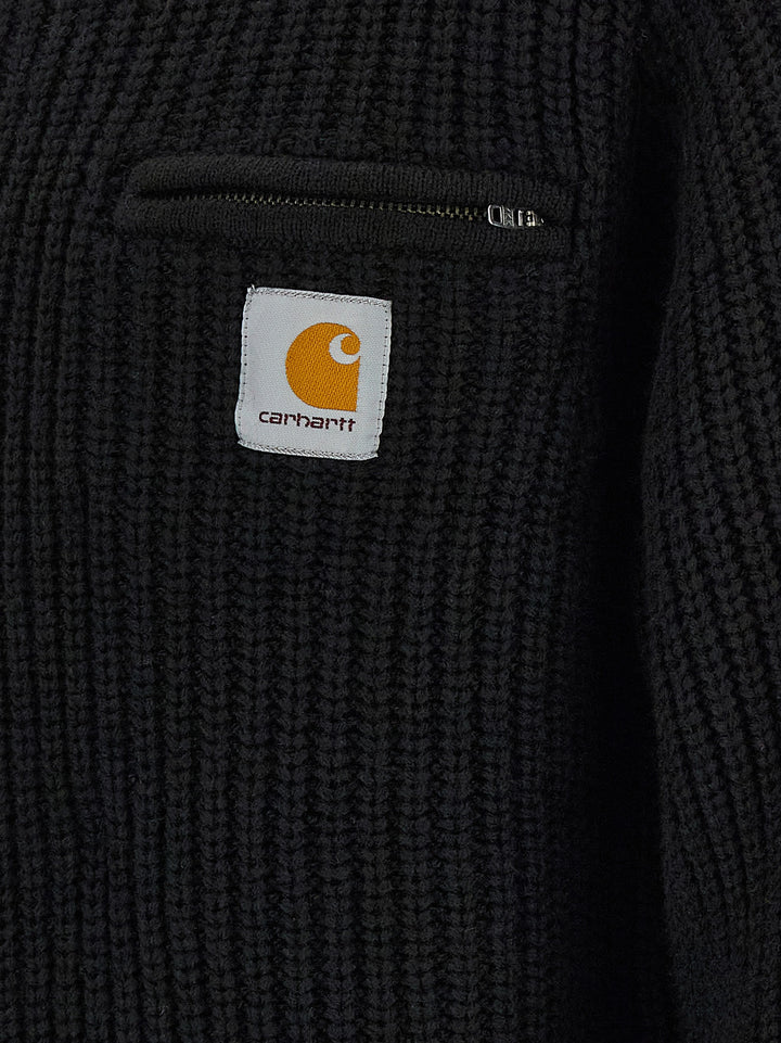 Carhartt Wip Detroit Half Zip Sweaters and Cardigans - Black | 84268643a7455d184c859a0c03b8694ca1a7c7c1