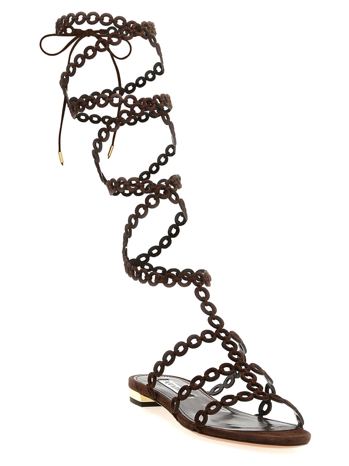 Aquazzura Infinity Chain Gladiator Sandals - Brown | 781b5004bc59ea06ec8cfdc46c94c1b131f9ae04