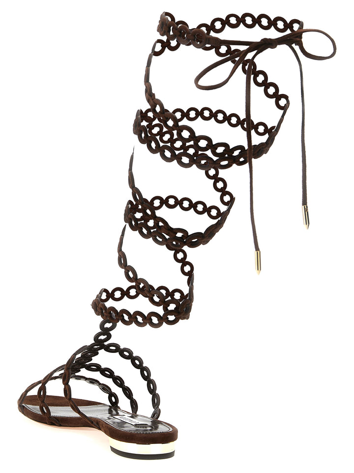 Aquazzura Infinity Chain Gladiator Sandals - Brown | e3395f61619044c067465b6073ec457cb1f59d4e