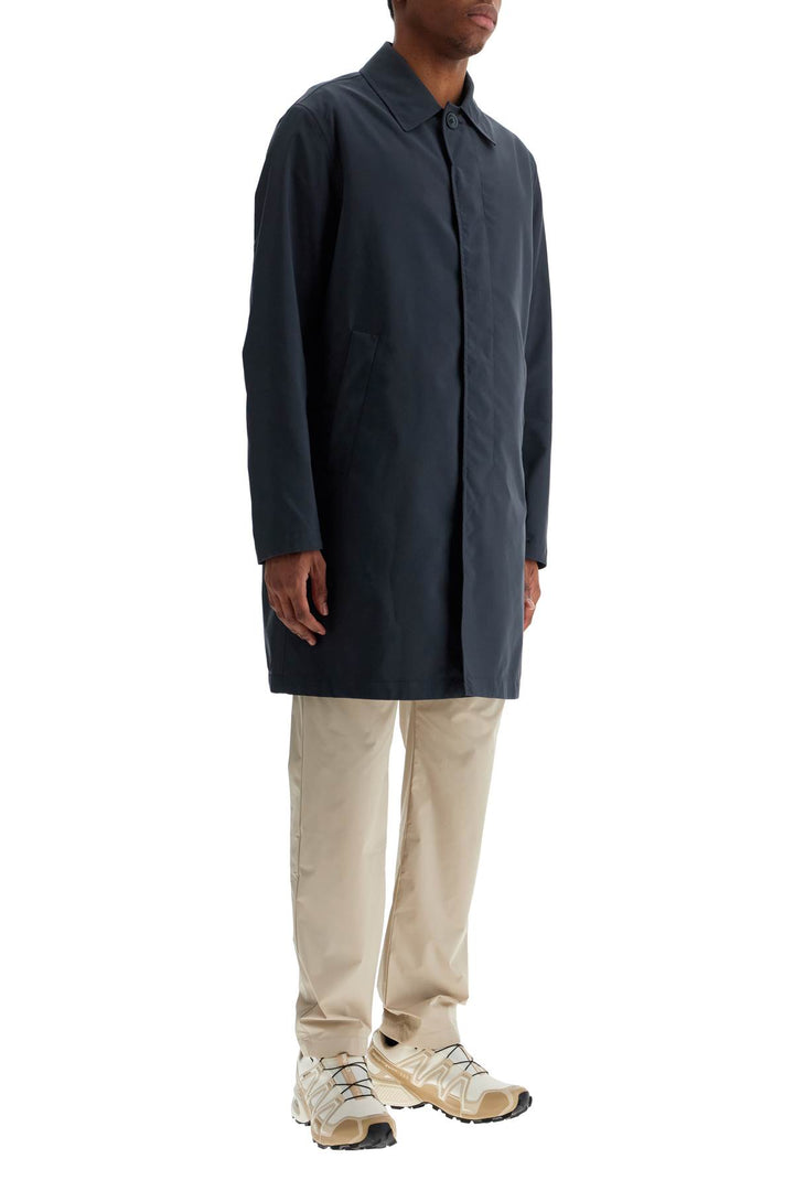 Long Blue Waterproof Coat In High Quality Polyester With Buttons