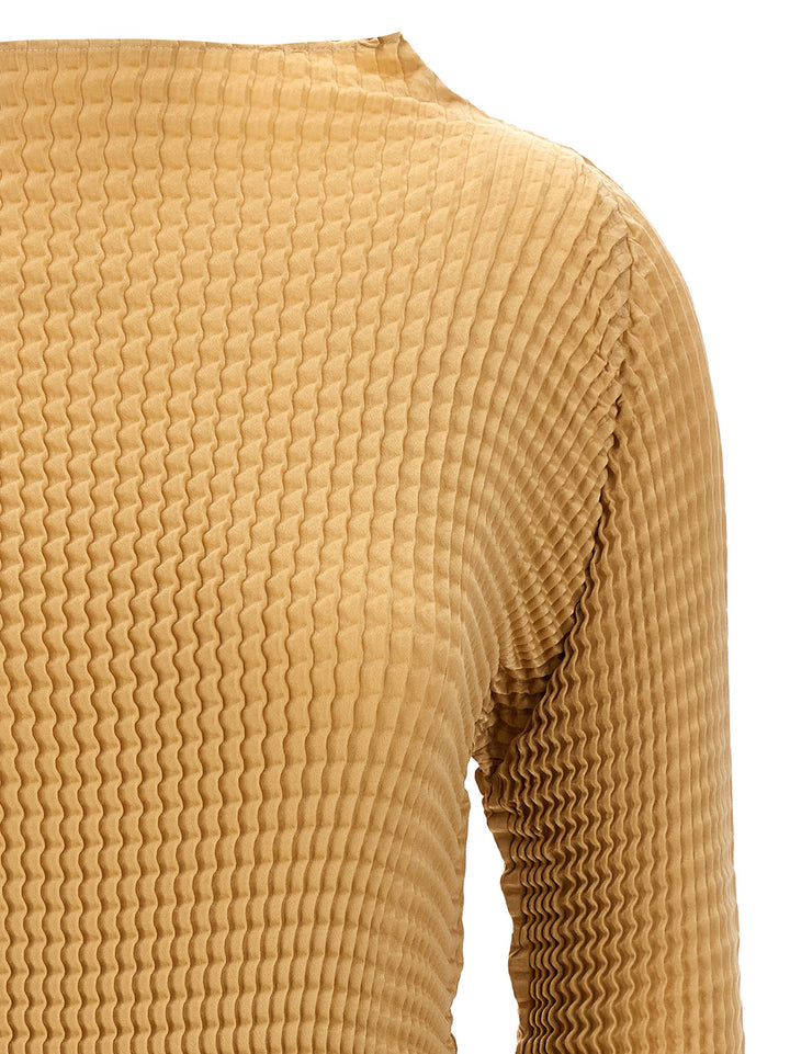 Issey Miyake Suede Like Pleats Shirt and Blouse - Beige | 60c84fa11094cba3af4ed5563b1abdc5b1b982e3