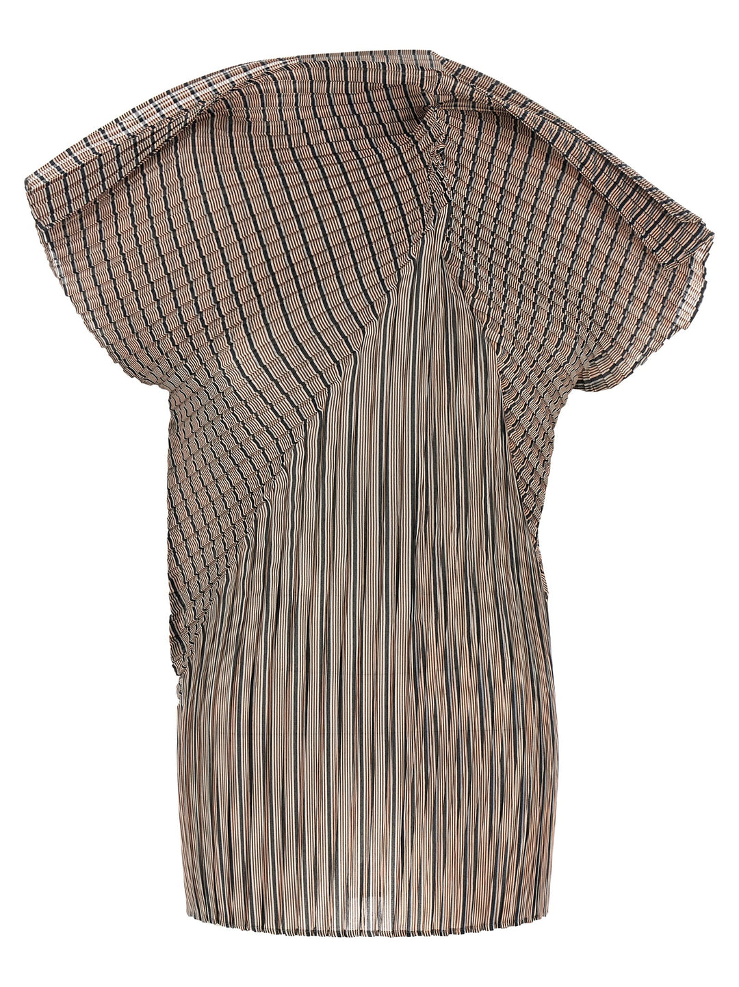 Issey Miyake Generic Stripes (Machine Pleats) Tops - Brown | edf6aa50412ef8d412cd337e504f9aaaaad79697