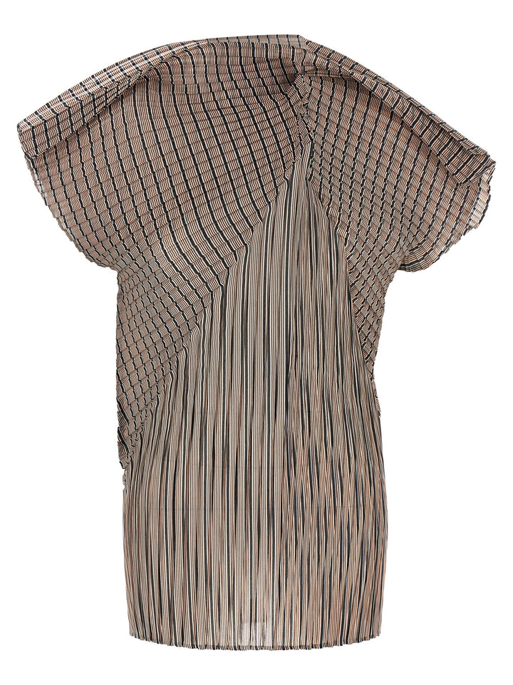 Issey Miyake Generic Stripes (Machine Pleats) Tops - Brown | edf6aa50412ef8d412cd337e504f9aaaaad79697