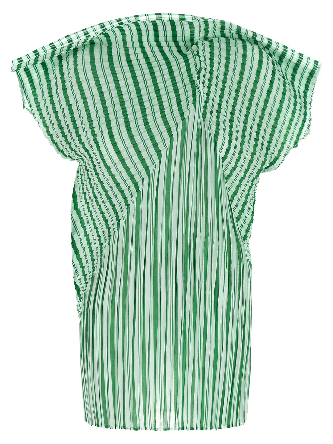 Issey Miyake Generic Stripes (Machine Pleats) Tops - Green | 66c90f4473cbcaa47d27cc04360595bf6abe50a2
