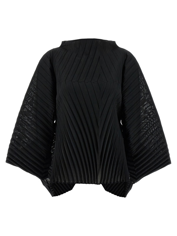 Wave Pleats Shirt And Blouse Black