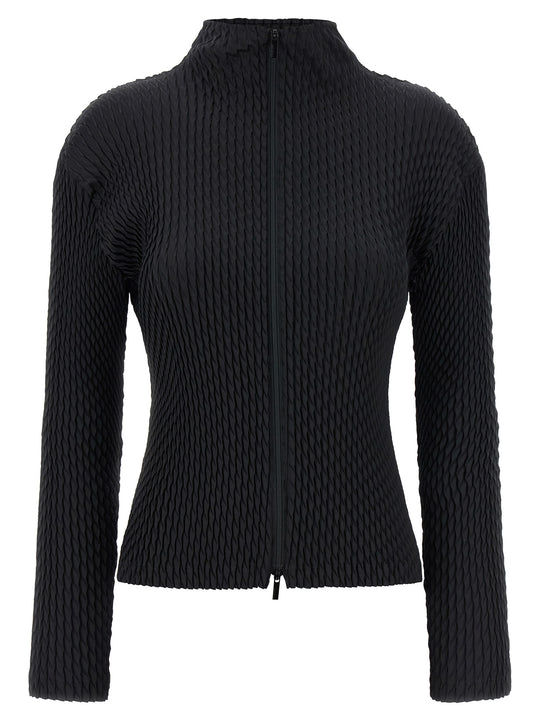 Sleek Pleats Sweaters And Cardigans Black