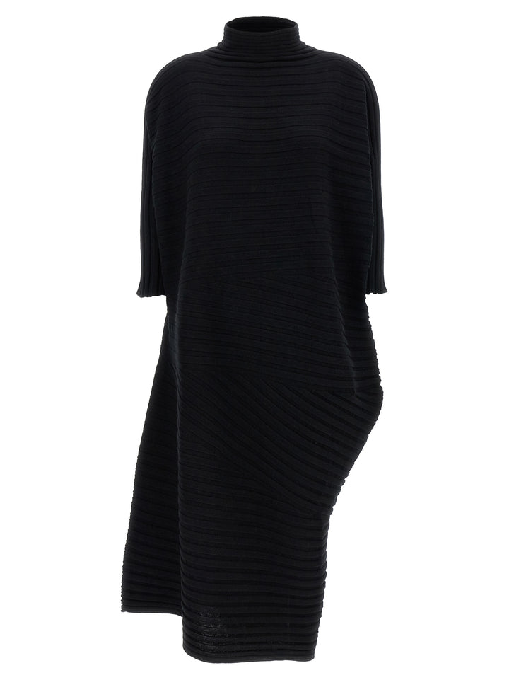 Issey Miyake Cotton Cashmere Knit Dresses - Black | 3ef72441cde263998ee48821a53f093478ccc032
